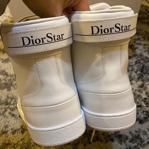 Christian Dior Star High Top Sneaker White Calfskin and Suede size 38 - Picture 6 of 12